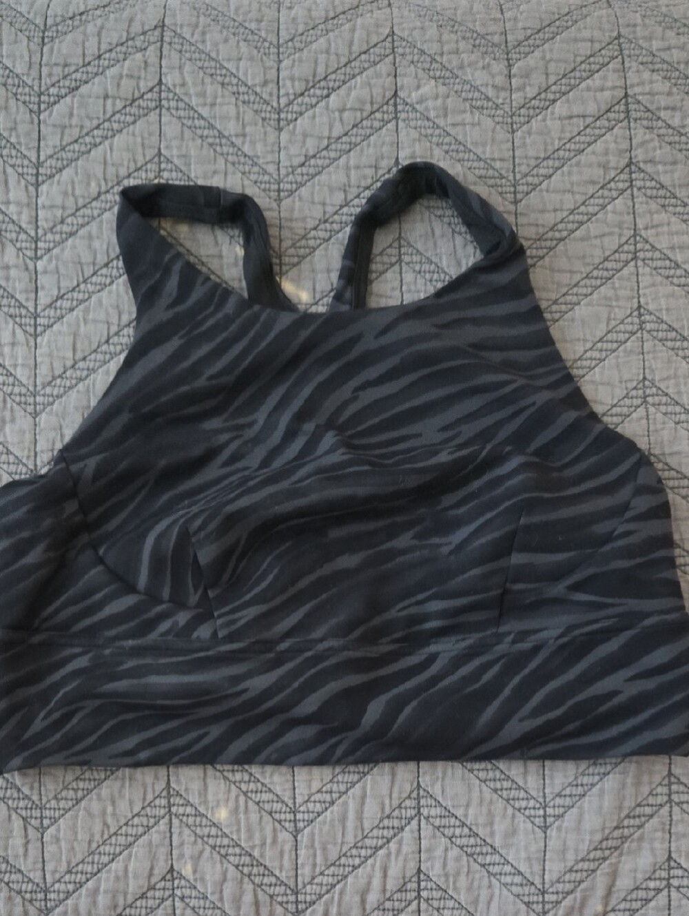 Black & Dark Gray Zebra Print Bra Top